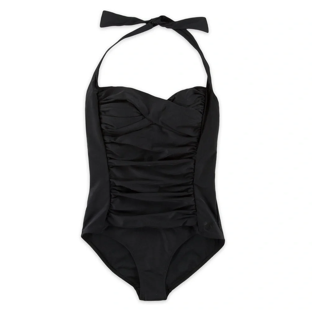 Disney Black Halter Ruched One Piece Swimsuit